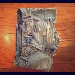 Ripped jean shorts